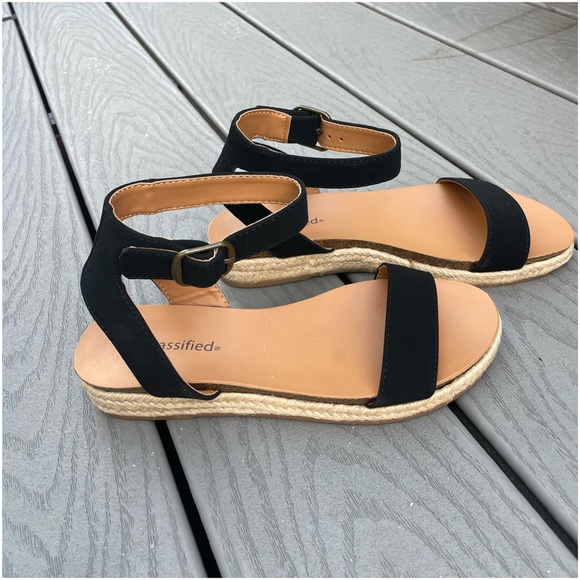 Boho Vegan Suede Buckle Ankle Strap Espadrille Sandal - Picture 12 of 16